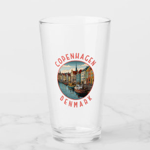 Copenhagen Denmark Retro Distressed Circle Glass