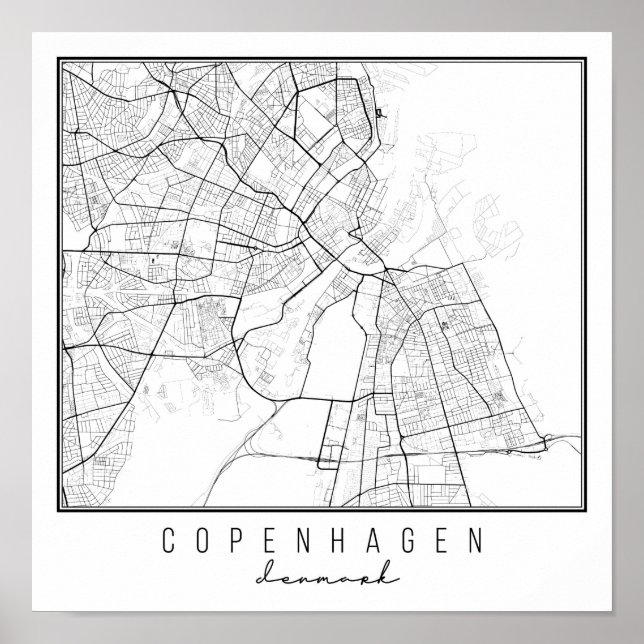 Copenhagen Denmark Street Map Poster (Front)