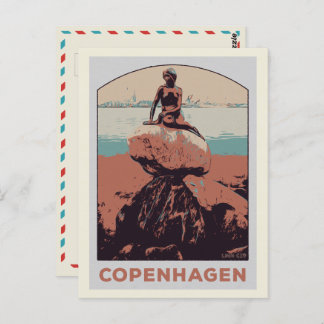 Copenhagen Denmark, The Little Mermaid statue Post Postcard