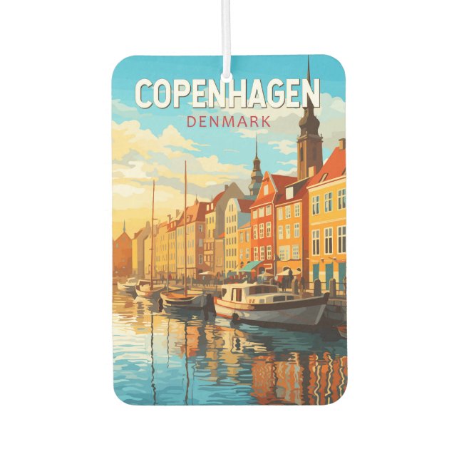 Copenhagen Denmark Travel Art Vintage Car Air Freshener (Front)