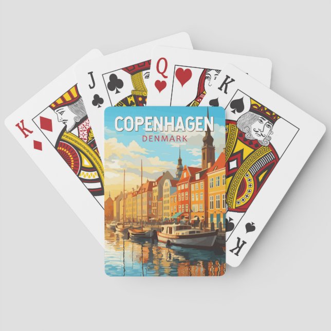 Copenhagen Denmark Travel Art Vintage Playing Cards (Back)
