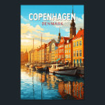 Copenhagen Denmark Travel Art Vintage Poster<br><div class="desc">Copenhagen retro vector travel design. Copenhagen,  Denmark’s capital,  sits on the coastal islands of Zealand and Amager. It’s linked to Malmo in southern Sweden by the Öresund Bridge.</div>