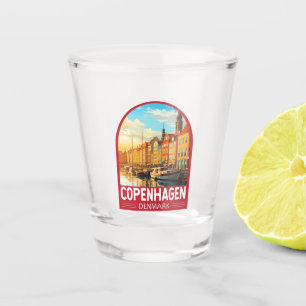 Copenhagen Denmark Travel Art Vintage Shot Glass