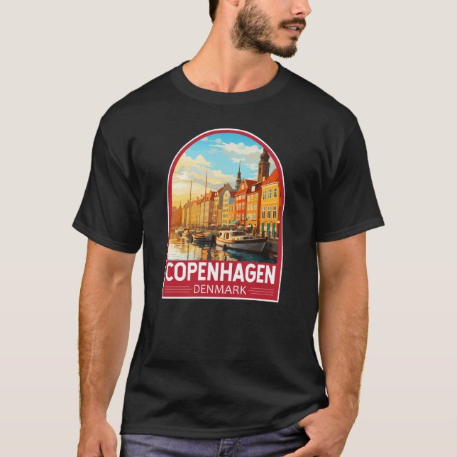 Copenhagen Denmark Travel Art Vintage T-Shirt (Front)