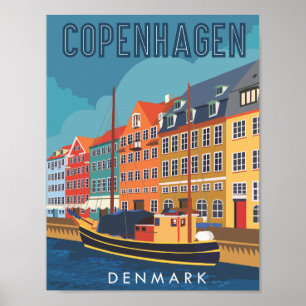 Copenhagen Denmark Travel Place Illustration Poster