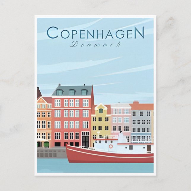 Copenhagen Denmark Travel Vintage city europe Postcard (Front)