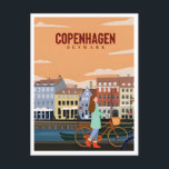 Copenhagen Denmark Travel Vintage city europe Postcard<br><div class="desc">vintage,  retro,  travel,  modern,  watercolor,  classic,  Copenhagen,  Denmark,   city,  europe, </div>