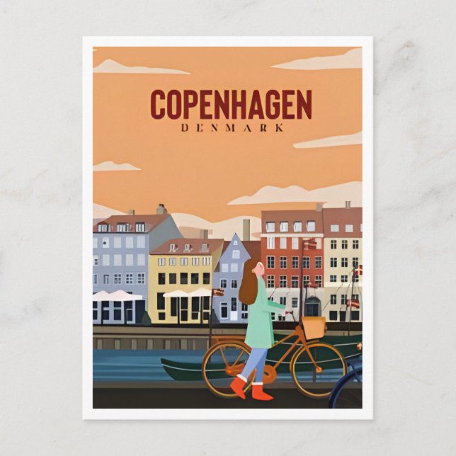 Copenhagen Denmark Travel Vintage city europe Postcard (Front)