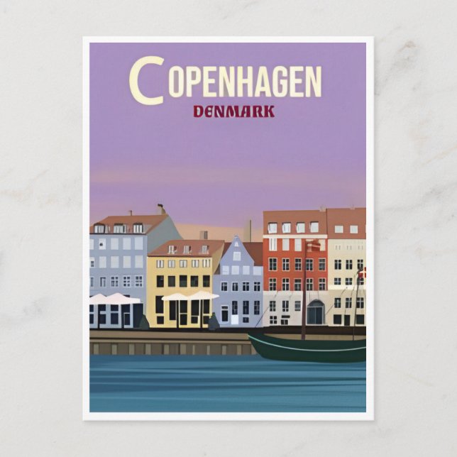 Copenhagen Denmark Travel Vintage city europe Postcard (Front)