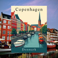 Copenhagen, Denmark Vintage Travel Art Postcard