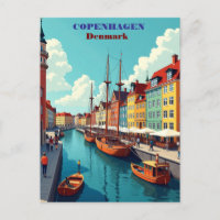 Copenhagen Denmark Vintage Travel Art Print – Retr