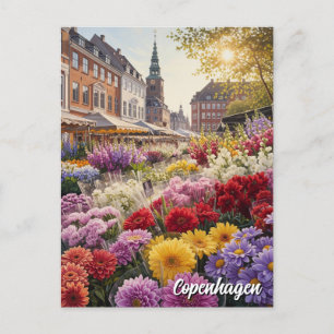Copenhagen Flower Market Denmark Travel Postcard