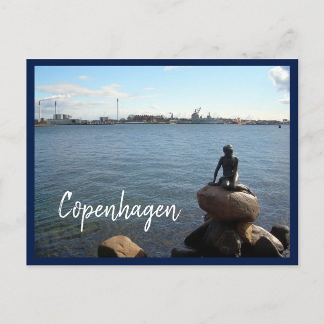 Copenhagen Harbour & The Little Mermaid with text Postcard (Front)
