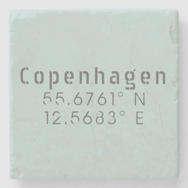 Copenhagen Latitude Longitude Stone Coaster (Front)