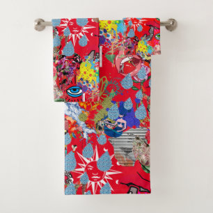 Copenhagen Mashup Towels in red
