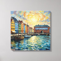 Copenhagen Nyhavn Harbour Glow Canvas Art