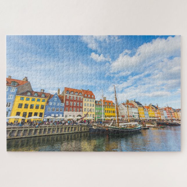 Copenhagen Old Town Colourful Houses Scenic Travel Jigsaw Puzzle (Horizontal)