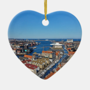 Copenhagen Port  top of Vor Frelsers Kirke Ceramic Tree Decoration