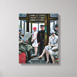 Copenhagen Tram, famous painting, Canvas Print