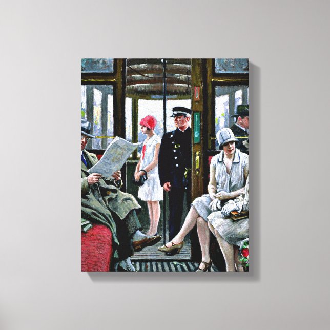 Copenhagen Tram, famous painting, Canvas Print (Front)
