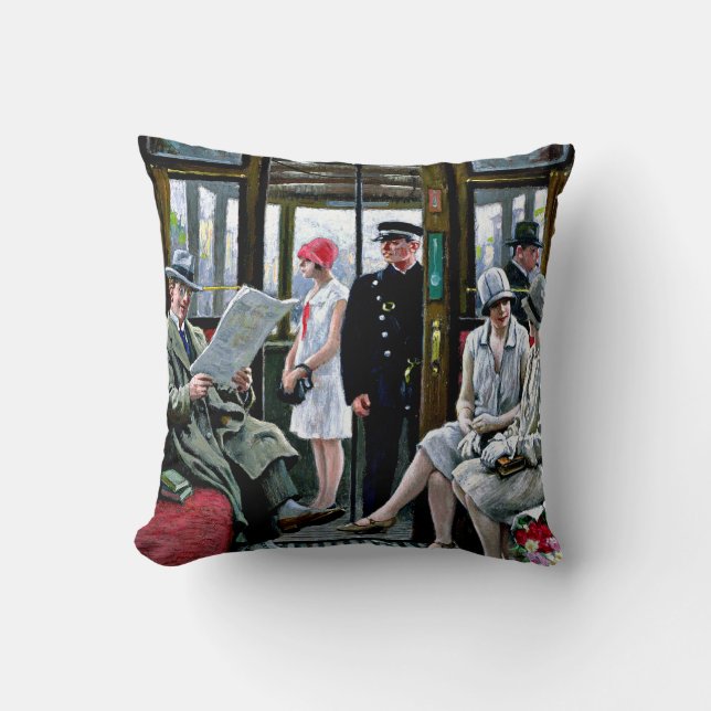 Copenhagen Tram, famous painting, Cushion (Front)