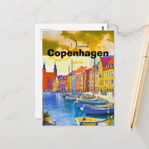 Copenhagen Travel Postcard, Copenhagen Travel Art, Postcard