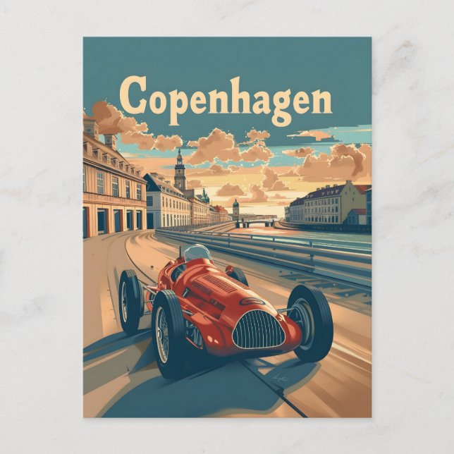 Copenhagen Vintage Racing Car Postcard (Front)