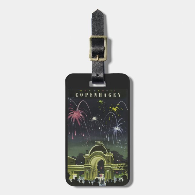 Copenhagen Vintage Travel luggage tag (Front Vertical)