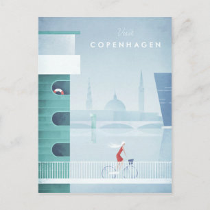 Copenhagen Vintage Travel Poster - Art Postcard