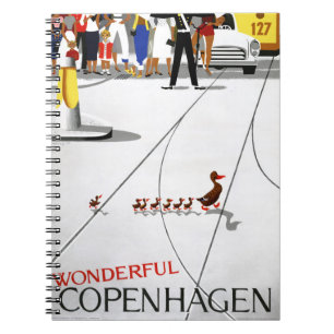 Copenhagen Vintage Travel Poster Restored Notebook