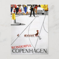 Copenhagen Vintage Travel Poster Restored