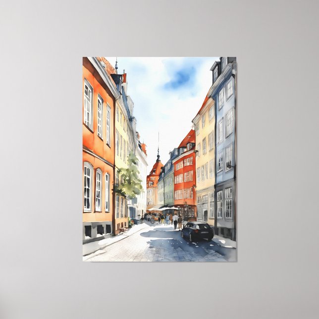 Copenhagen watercolor canvas print (Front)
