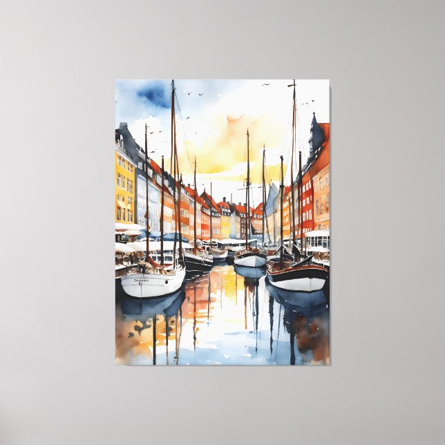 Copenhagen watercolor canvas print (Front)