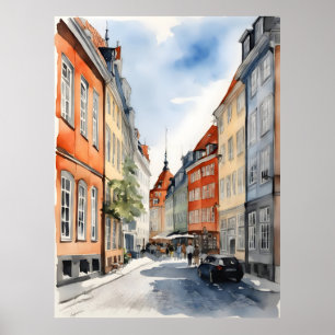 Copenhagen watercolor poster