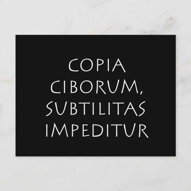 Copia ciborum subtilitas impeditur postcard (Front)