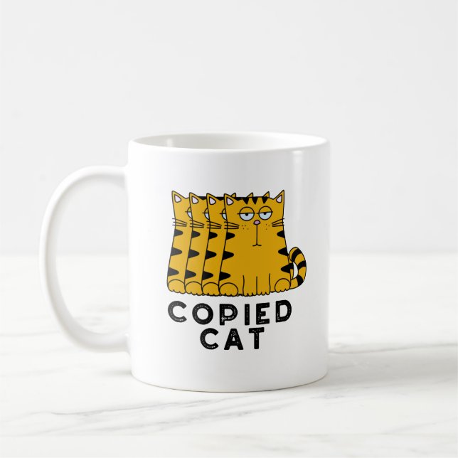 Copied Cat Funny Animal Pun  Coffee Mug (Left)