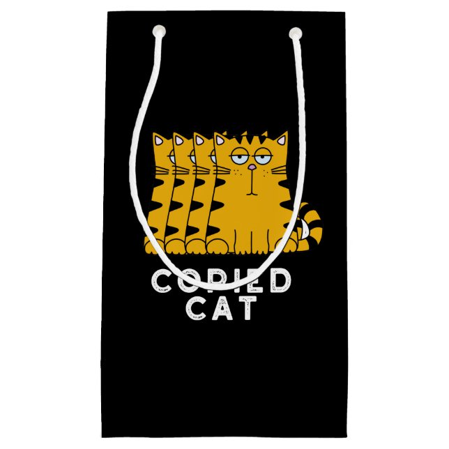 Copied Cat Funny Animal Pun Dark BG Small Gift Bag (Front)
