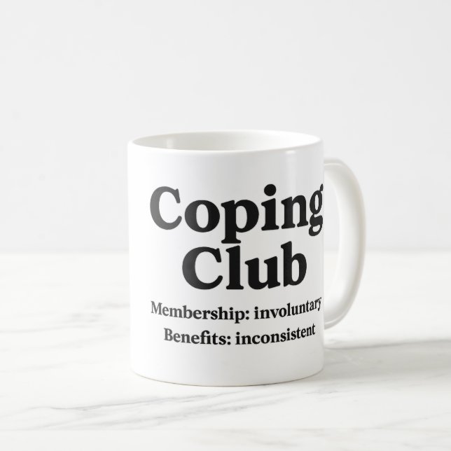 Coping Club – Coffee Mug (Front Right)