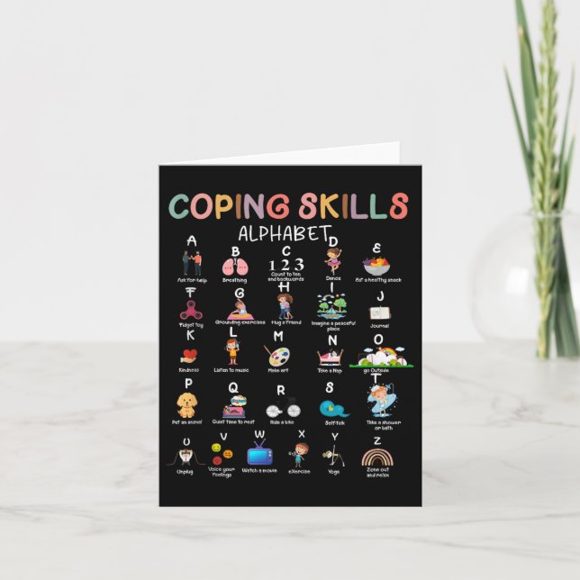 Coping Skills Alphabet Mental Health Awareness Cou Card (Front)