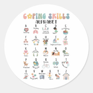 Coping Skills Alphabet Mental Health Counsellors T Classic Round Sticker