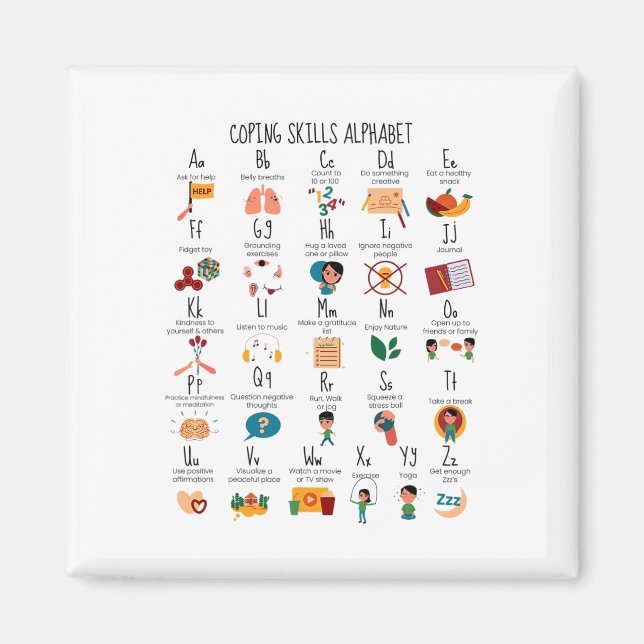 Coping Skills Alphabet School Counsellor Mental He Magnet (Front)