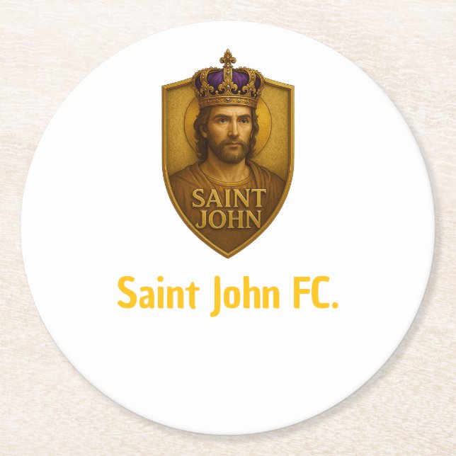 Copo Port Saint John FC. Round Paper Coaster (Front)