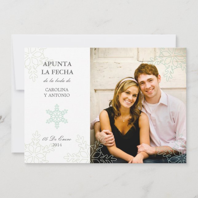 Copos de Nieve del Invierno Guardar Las Fechas Invitation (Front)