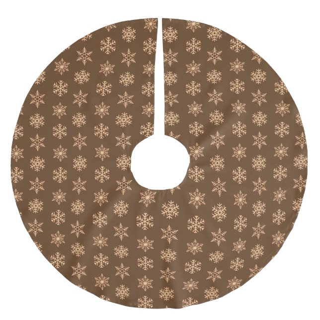 Copper 3-d snowflakes, Customisable Background Brushed Polyester Tree Skirt (Front)