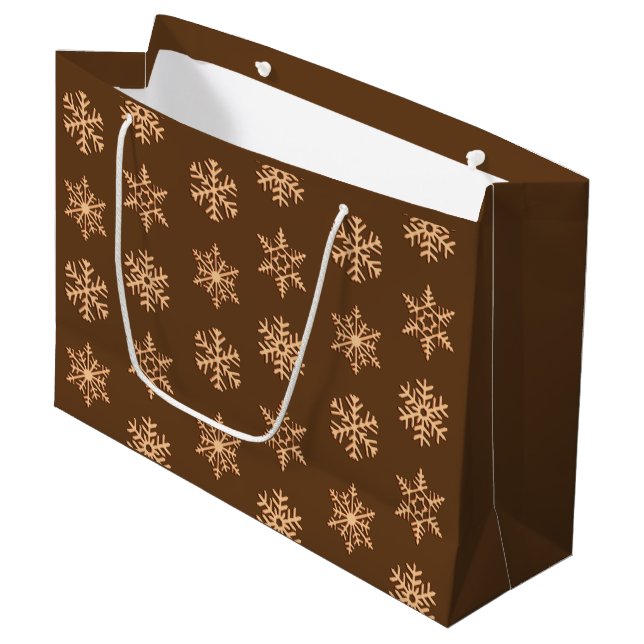 Copper 3-d snowflakes, Customisable Background Large Gift Bag (Front Angled)