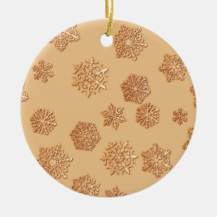 Copper 3-d snowflakes on a copper background ceramic tree decoration