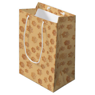 Copper 3-d snowflakes on a copper background medium gift bag