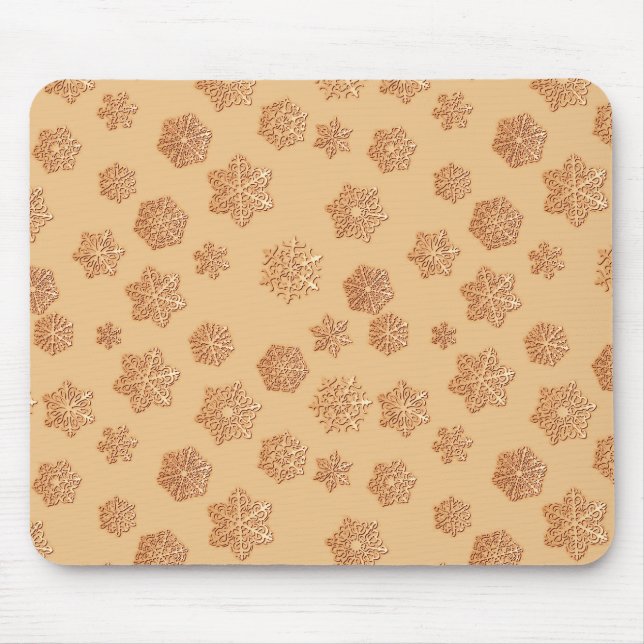 Copper 3-d snowflakes on a copper background mouse mat (Front)