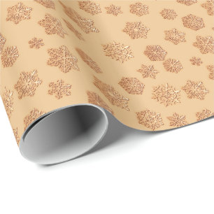 Copper 3-d snowflakes on a copper background wrapping paper