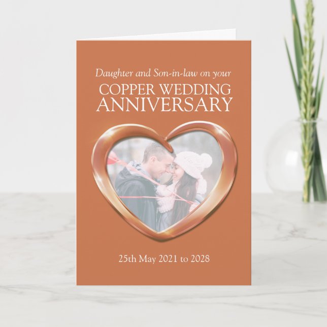 Copper 7th wedding anniversary photo card (Front)